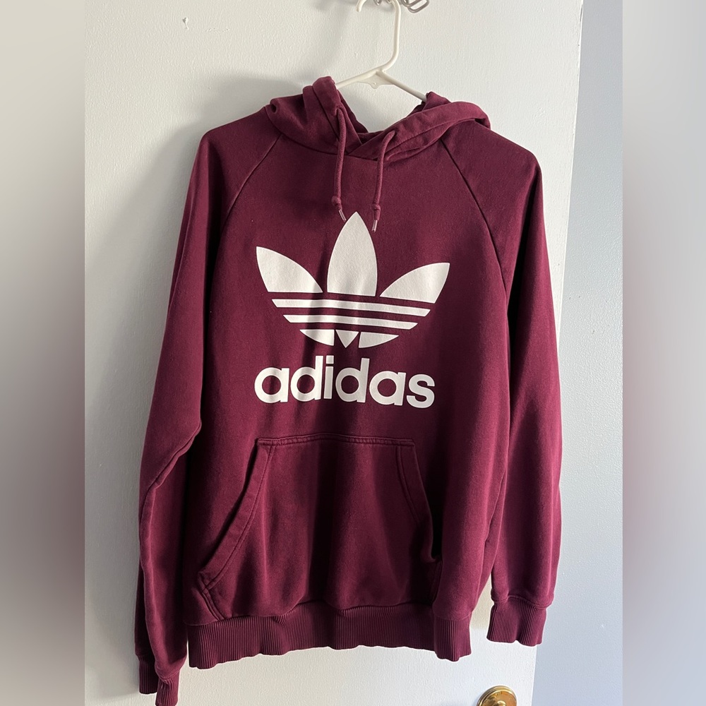 ADIDAS men’s hoodie - medium - maroon